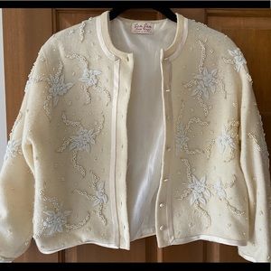 Vintage Beaded Angora and Cashmere Sweater